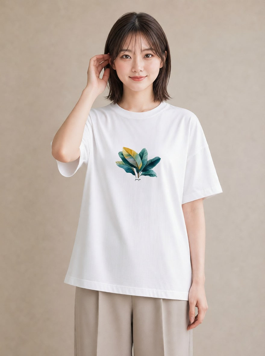 半袖Tシャツ レディース ボタニカル 植物 イラスト 可愛い お揃い 親子 白T YMAZO