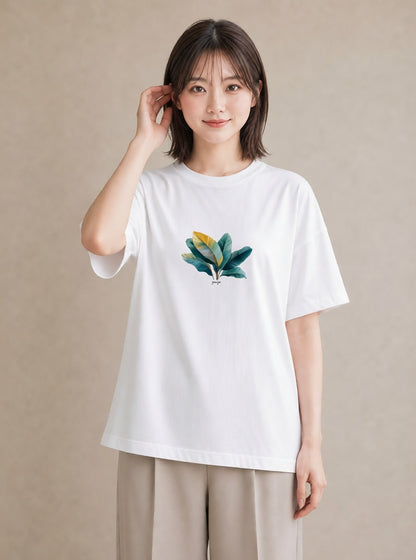 半袖Tシャツ レディース ボタニカル 植物 イラスト 可愛い お揃い 親子 白T YMAZO
