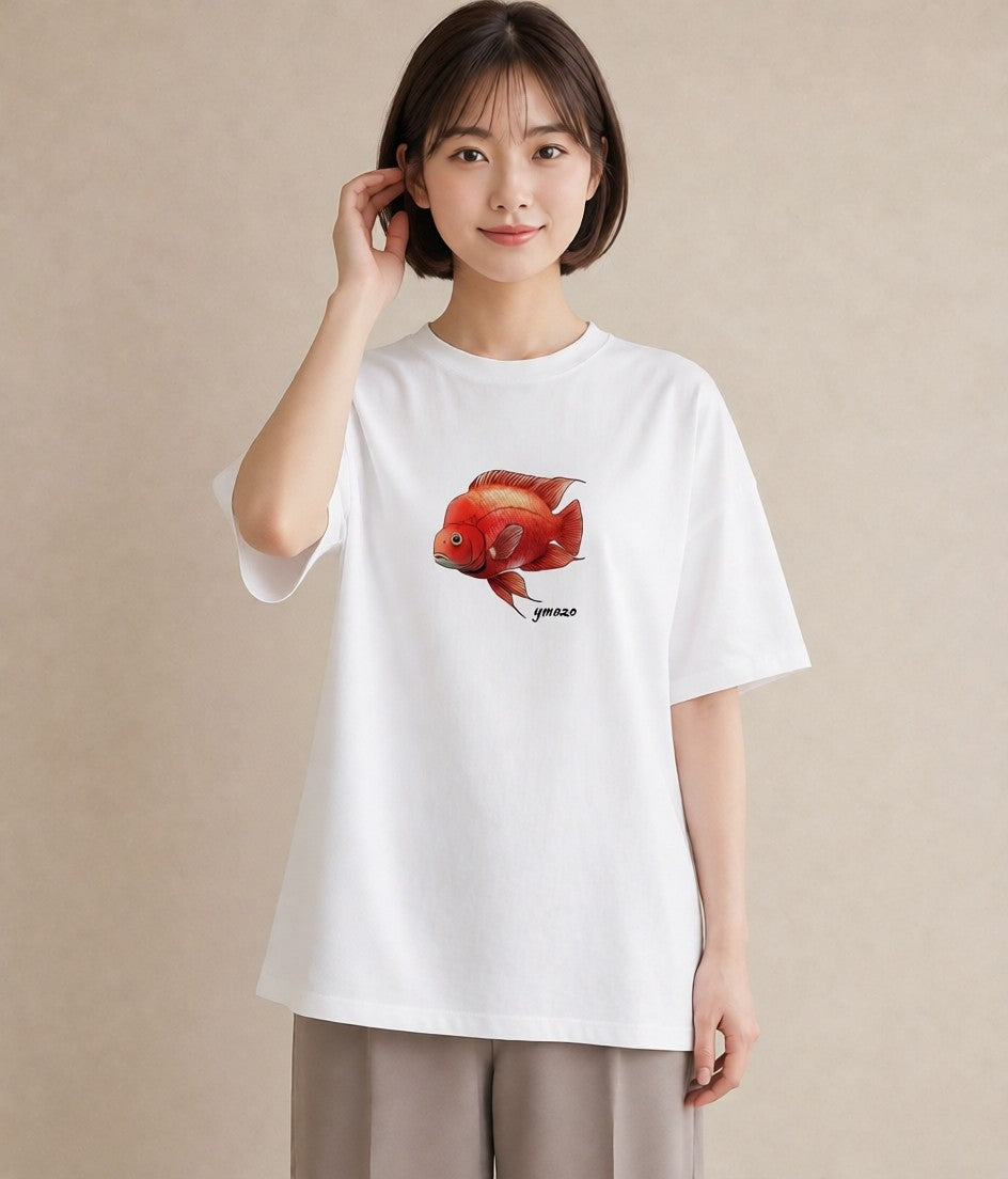 プリントTシャツ レディース らんちゅう ペット 動物 イラスト フェミニン 春コーデ 姉妹 白T YMAZO