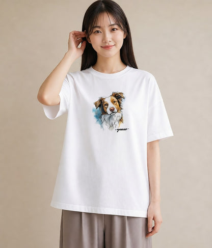 グラフィックTシャツ レディース 保護犬 犬 いぬ イラスト シンプル 通勤 在宅 白T YMAZO