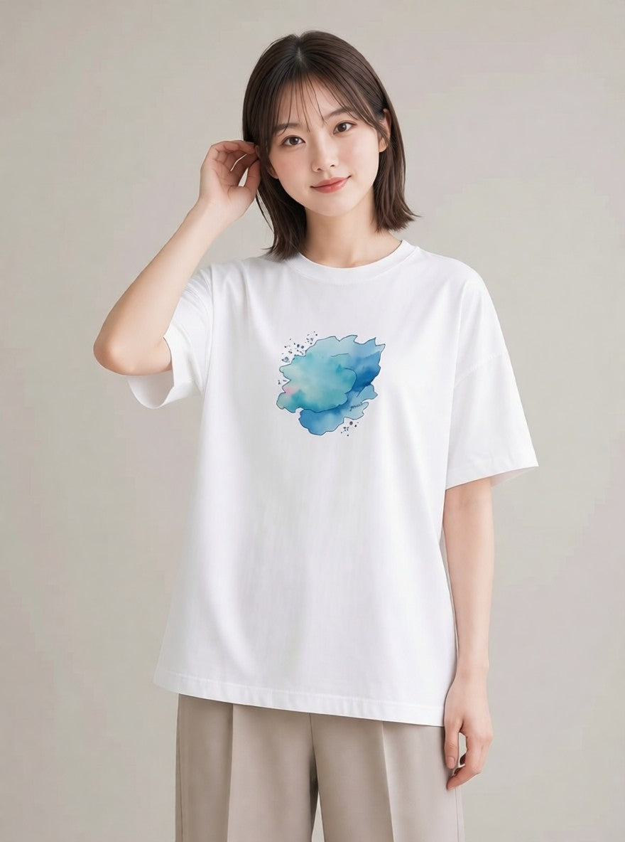 Tシャツ レディース 空 星空 宇宙 イラスト フェミニン カジュアルコーデ 買い物 白T YMAZO