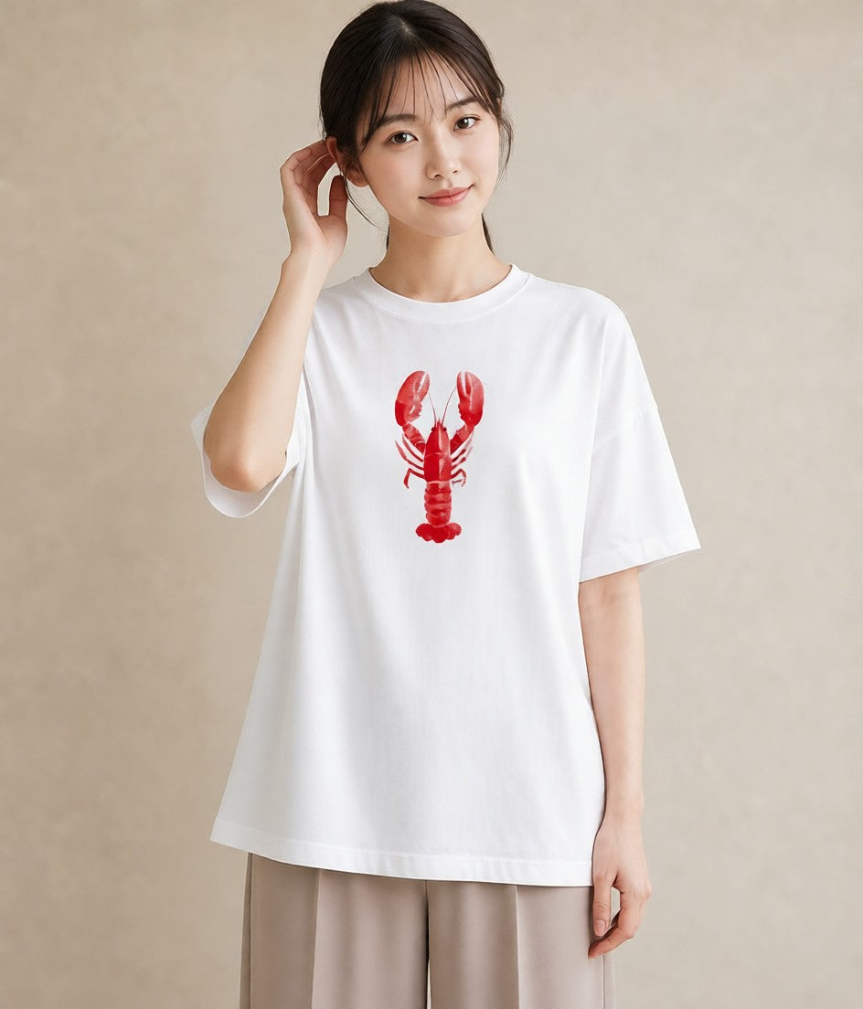 Tシャツ レディース ヤドカリ 海の生き物 海 イラスト きれいめ 20代 カジュアルコーデ 白T YMAZO