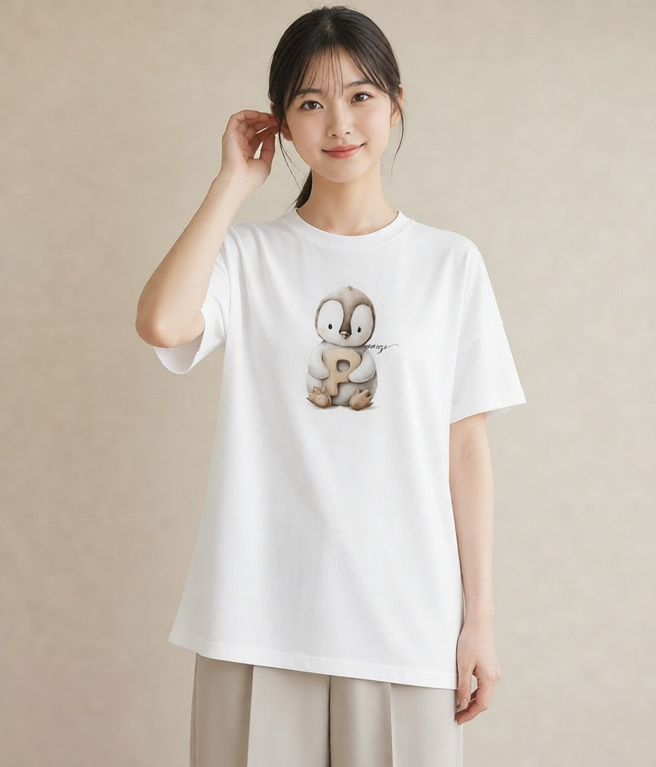 プリントTシャツ レディース ペンギン ぺんぎん 動物 アニマル イラスト シック 敬老の日 ホワイトデー 白T YMAZO