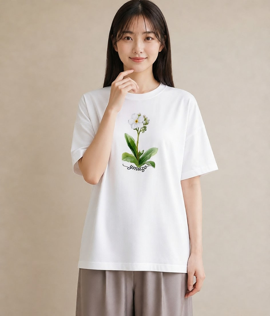 プリントTシャツ レディース 金木犀 花 花柄 イラスト シック 母の日 ビーチ 白T YMAZO