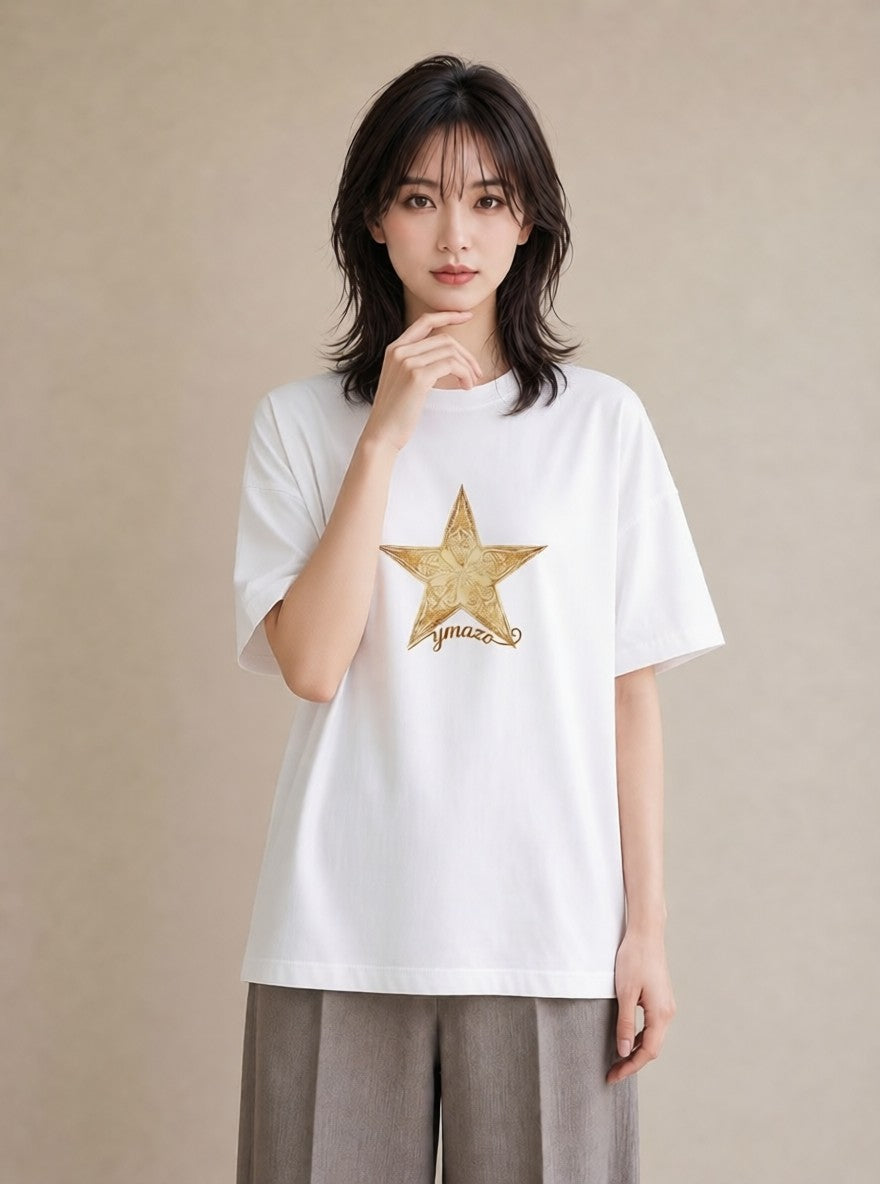 半袖Tシャツ レディース ヒトデ 海の生き物 海 イラスト ゆるコーデ 部屋着 女性向けギフト 白T YMAZO
