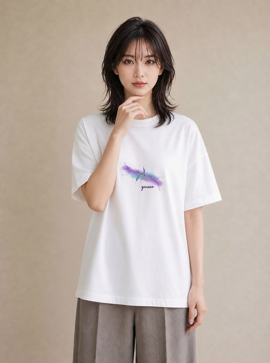 半袖Tシャツ レディース 天の川 星空 宇宙 イラスト こなれ感 春コーデ 姉妹 白T YMAZO