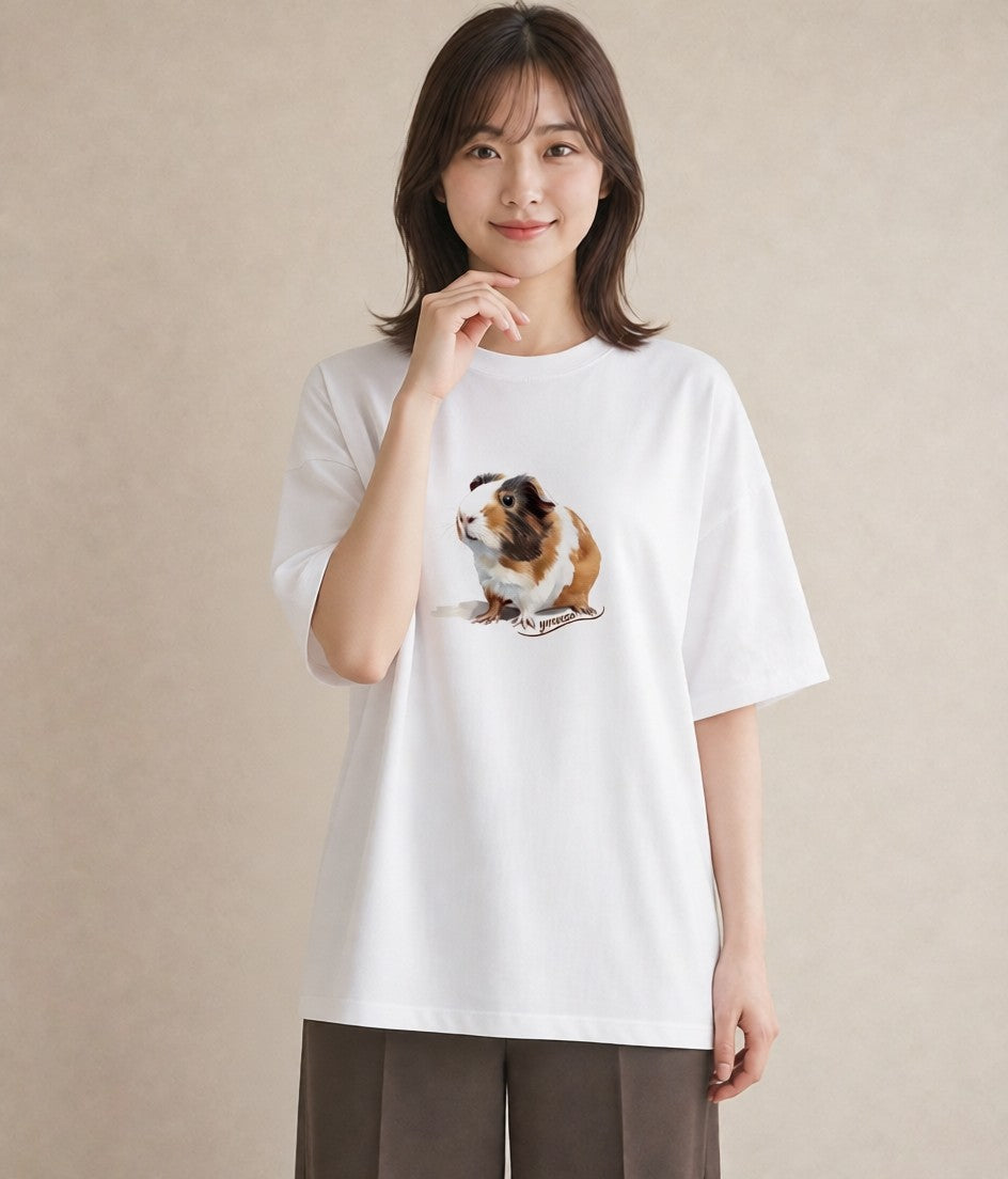 プリントTシャツ レディース デグー ペット 動物 イラスト カフェコーデ 旅行用 海 白T YMAZO