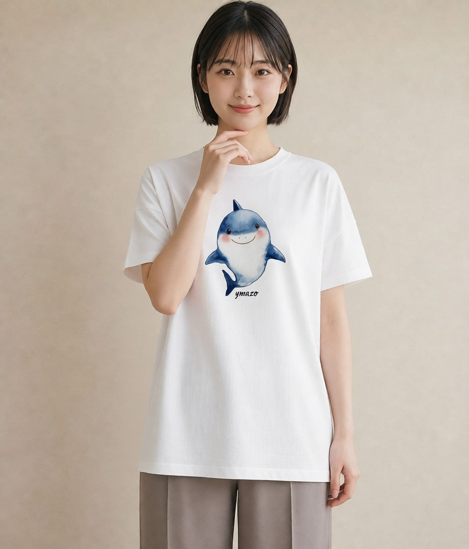 半袖Tシャツ レディース イルカ 海の生き物 海 イラスト ゆるかわ 部屋着 女性向けギフト 白T YMAZO