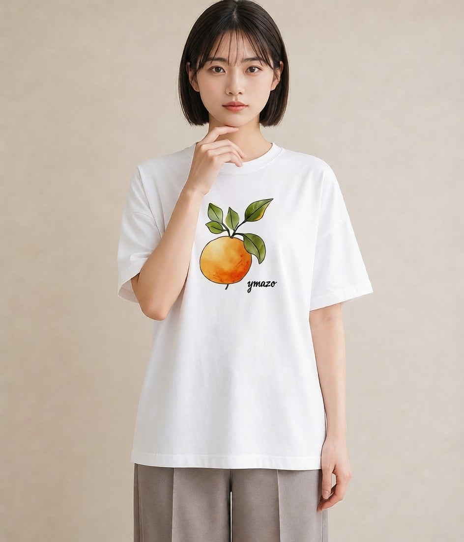 デザインTシャツ レディース もも 食べ物 フード イラスト ミニマル ママ カフェ服 白T YMAZO