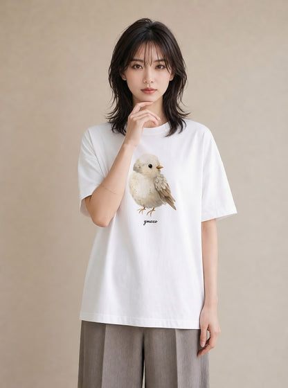 グラフィックTシャツ レディース マメルリハ ペット 動物 イラスト 手描き風 姉妹 送別ギフト 白T YMAZO