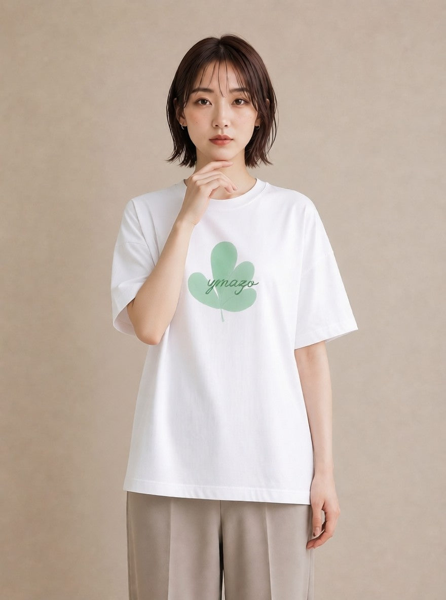 Tシャツ レディース 芝生 植物 ボタニカル イラスト きれいめカジュアル 誕生日プレゼント 綿100 白T YMAZO
