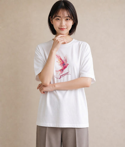 Tシャツ レディース コザクラインコ ペット 動物 イラスト ヴィンテージ風 母娘コーデ 自分用 白T YMAZO
