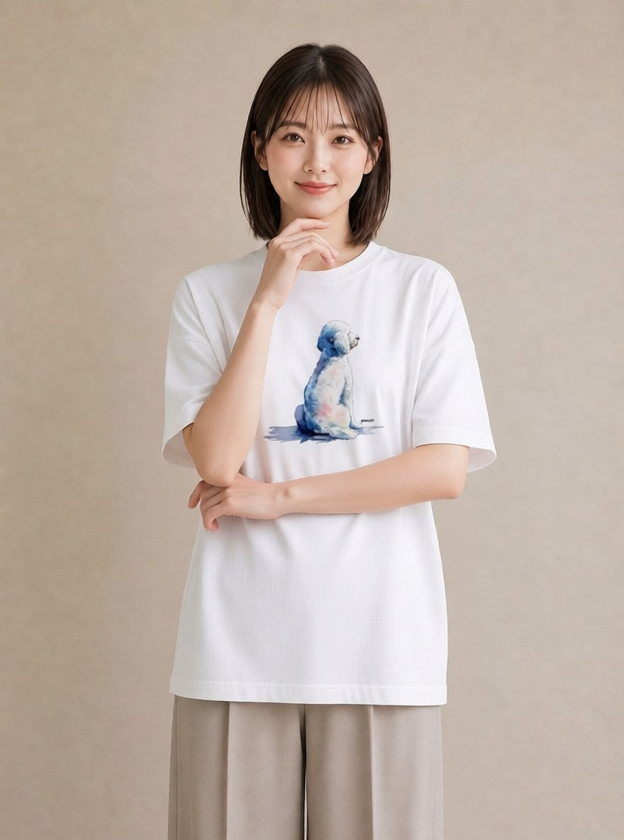 デザインTシャツ レディース 保護犬 犬 いぬ イラスト ボタニカル 在宅 公園 白T YMAZO