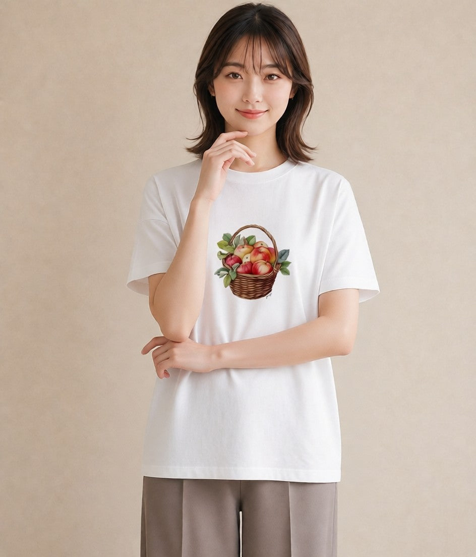 プリントTシャツ レディース 実り 植物 ボタニカル イラスト 抜け感 夏コーデ 通学 白T YMAZO
