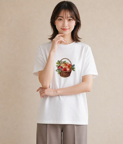 プリントTシャツ レディース 実り 植物 ボタニカル イラスト 抜け感 夏コーデ 通学 白T YMAZO