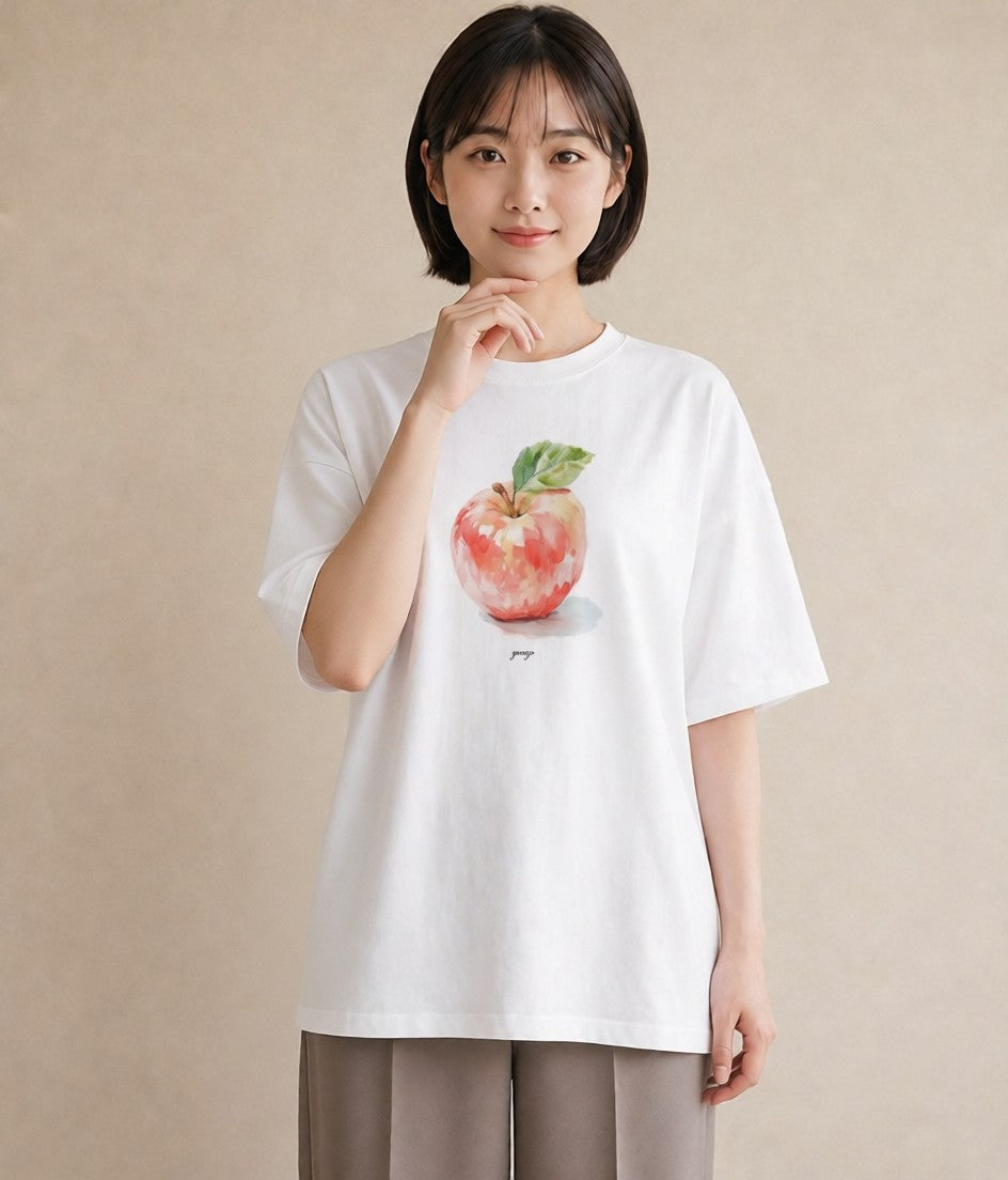 半袖Tシャツ レディース もも 食べ物 フード イラスト ガーリー ビーチ デイリーウェア 白T YMAZO