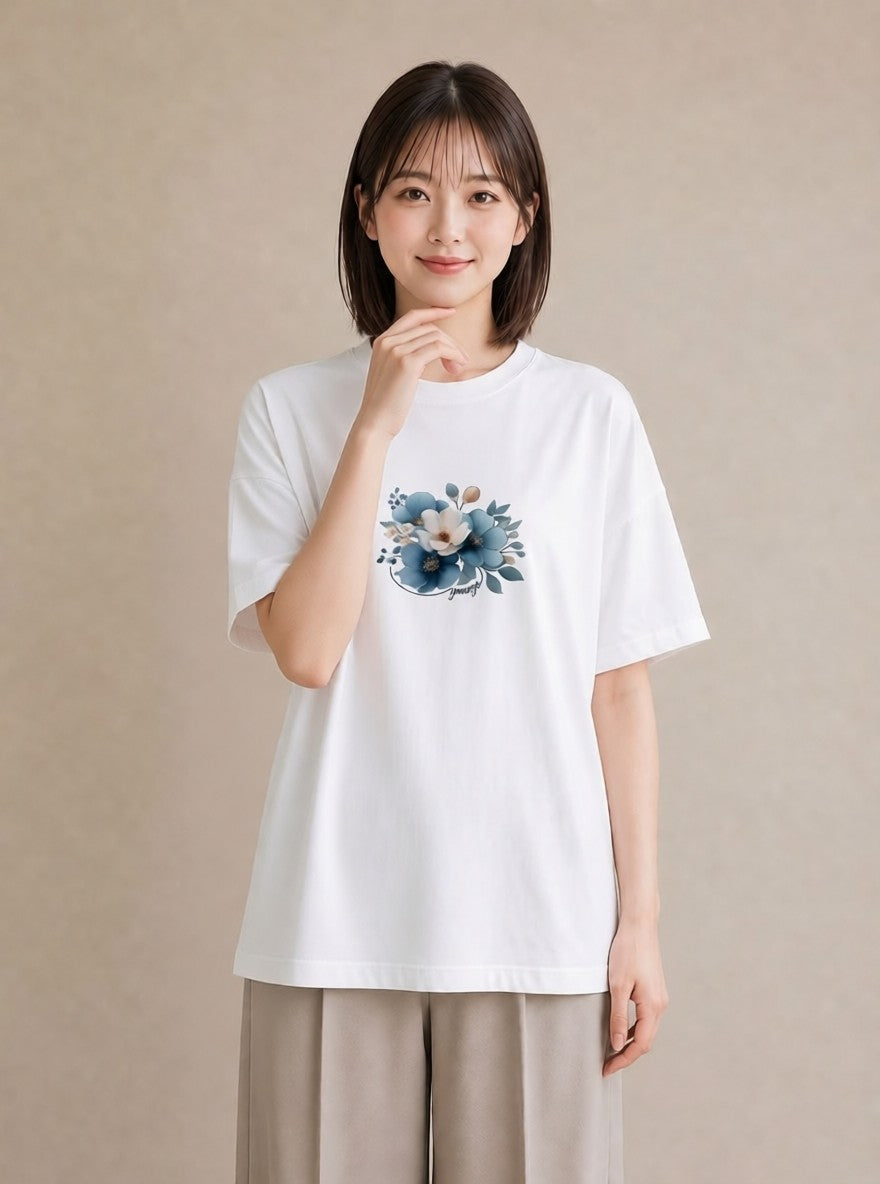 プリントTシャツ レディース ポスト 野の花 レトロ ナチュラル アンティーク イラスト カジュアル 女子会 お揃い 白T YMAZO