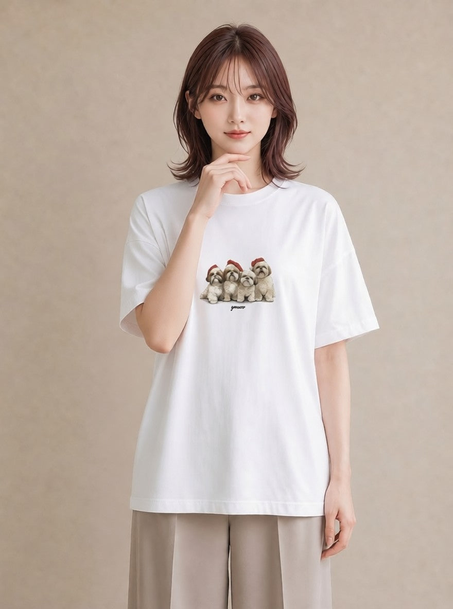 Tシャツ レディース 狆 犬 いぬ イラスト ゆるかわ 秋コーデ おしゃれギフト 白T YMAZO