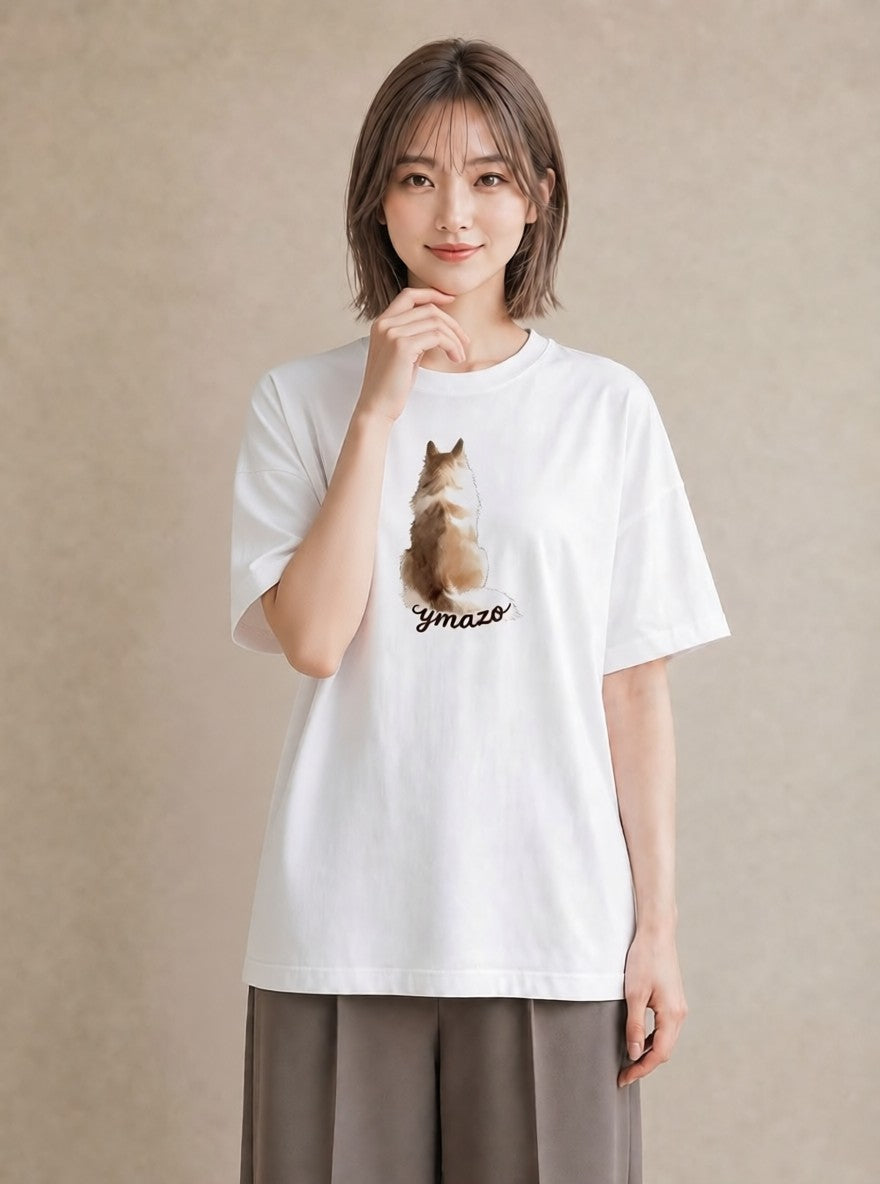Tシャツ レディース いぬ 犬 ワンコ イラスト フェミニン 母の日 ビーチ 白T YMAZO