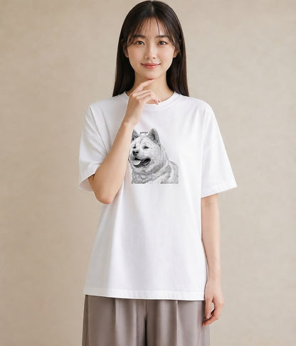 グラフィックTシャツ レディース 柴犬 しばいぬ 犬 いぬ イラスト 北欧風 女性向けギフト 散歩 白T YMAZO