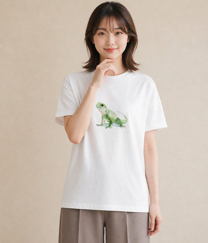 Tシャツ レディース アマガエル ペット 動物 イラスト ボタニカル 母娘コーデ 自分用 白T YMAZO