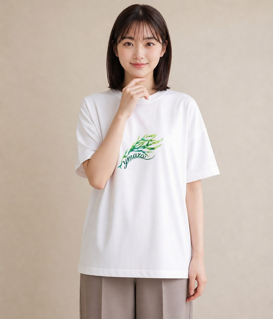 デザインTシャツ レディース 芝生 植物 ボタニカル イラスト 線画 敬老の日 ホワイトデー 白T YMAZO