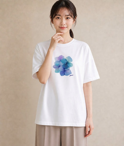 デザインTシャツ レディース あさがお 朝顔 花 花柄 イラスト 北欧風 女性向けギフト 散歩 白T YMAZO