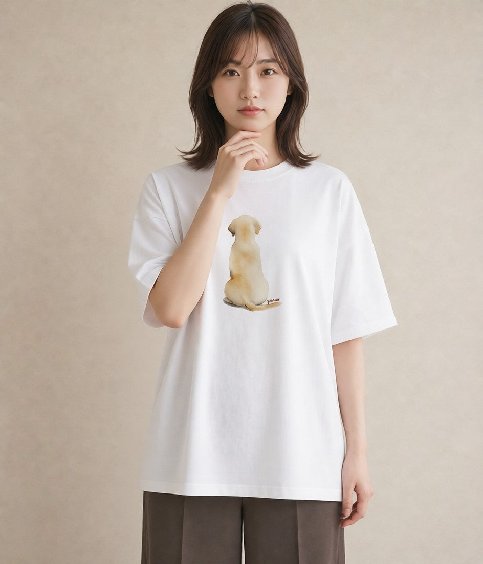 Tシャツ レディース ミックス犬 犬 いぬ イラスト ヴィンテージ風 旅行用 海 白T YMAZO
