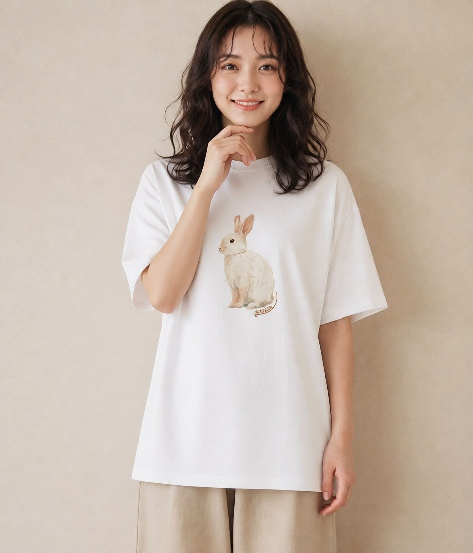 プリントTシャツ レディース チンチラ ペット 動物 イラスト 休日 ペアコーデ 白T YMAZO
