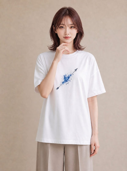 Tシャツ レディース 流れ星 星空 宇宙 イラスト 普段使い 自分用 ルームウェア 白T YMAZO