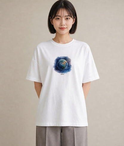 Tシャツ レディース 宇宙 星空 イラスト ユニーク レイヤード 友達ギフト 白T YMAZO