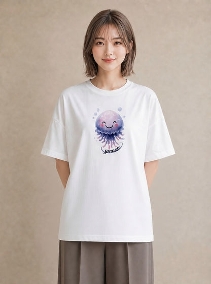 プリントTシャツ レディース くらげ クラゲ 海の生き物 海 イラスト ミニマル 夏コーデ 通学 白T YMAZO