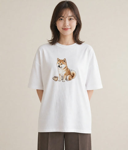 プリントTシャツ レディース 秋田犬 犬 いぬ イラスト 北欧風 おしゃれギフト 社会人 白T YMAZO