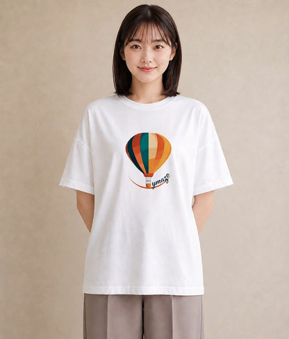 グラフィックTシャツ レディース 気球 星空 宇宙 イラスト 旅行コーデ 部屋着 女性向けギフト 白T YMAZO