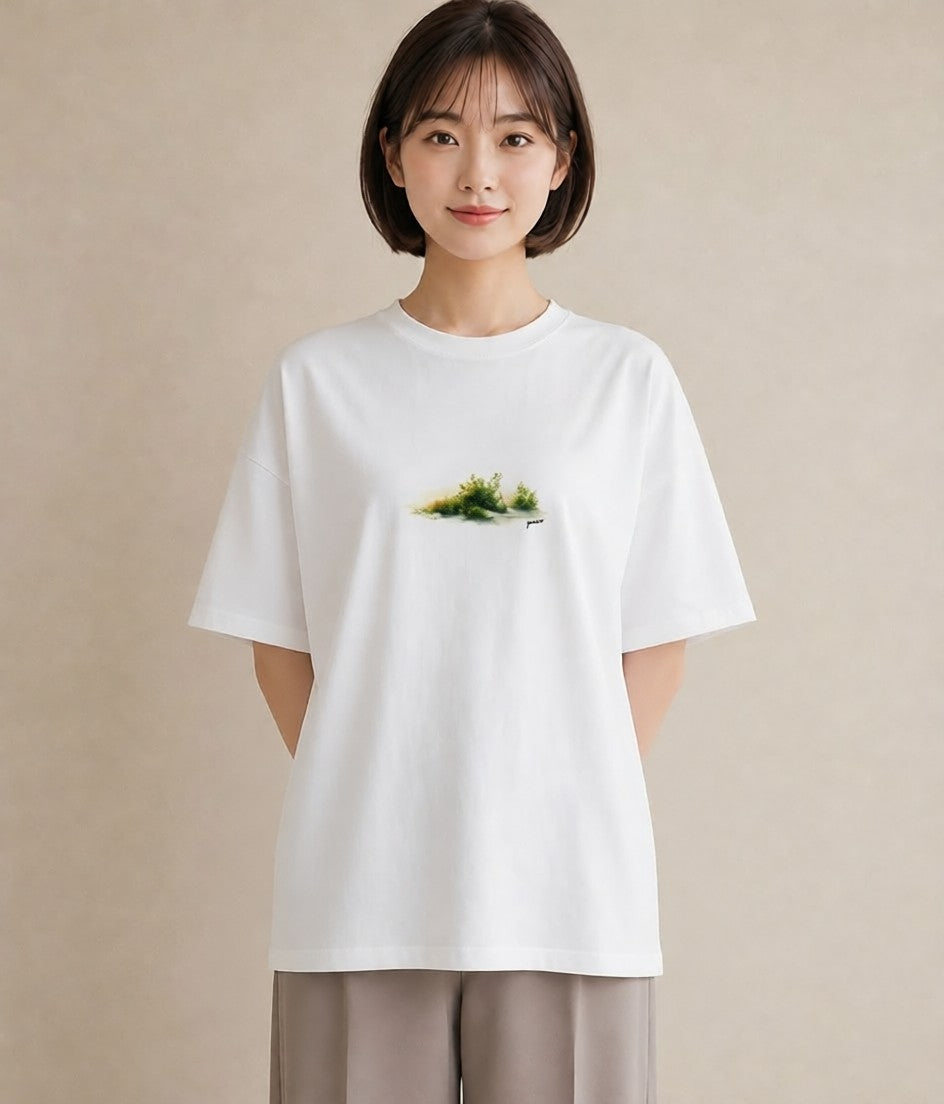 半袖Tシャツ レディース 雨上がりの小道 雨上がり 小道 ナチュラル アンティーク イラスト 可愛い 姉妹 送別ギフト 白T YMAZO