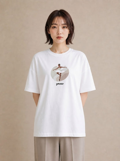 Tシャツ レディース バレエシューズ バレエ トウシューズ ナチュラル アンティーク イラスト レトロ 旅行 母娘コーデ 白T YMAZO