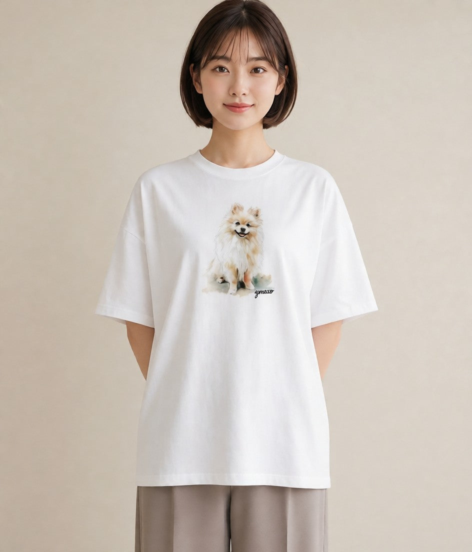 グラフィックTシャツ レディース わんちゃん 犬 いぬ イラスト 抜け感 通学 誕生日プレゼント 白T YMAZO