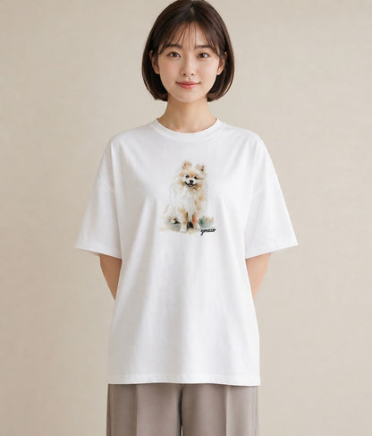 グラフィックTシャツ レディース わんちゃん 犬 いぬ イラスト 抜け感 通学 誕生日プレゼント 白T YMAZO
