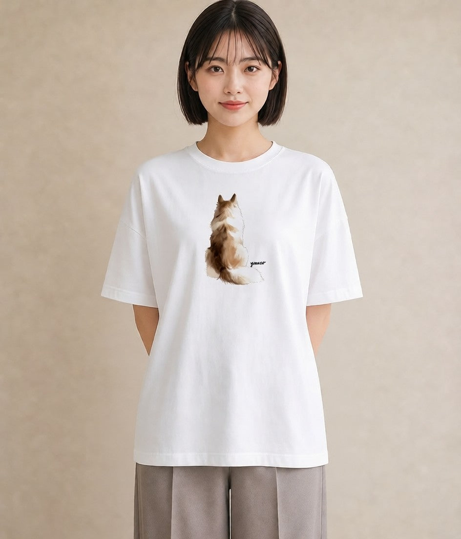 半袖Tシャツ レディース シャム柄 猫 ねこ イラスト 旅行コーデ 秋コーデ おしゃれギフト 白T YMAZO