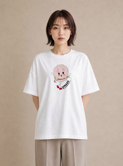 デザインTシャツ レディース ショートケーキ 食べ物 フード イラスト 可愛い カジュアルコーデ 買い物 白T YMAZO