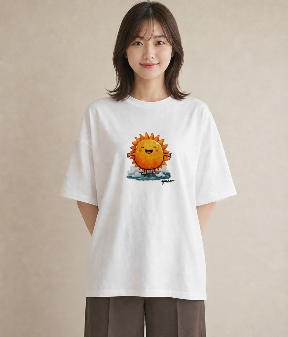 プリントTシャツ レディース 太陽 星空 宇宙 イラスト 水彩風 旅行 母娘コーデ 白T YMAZO