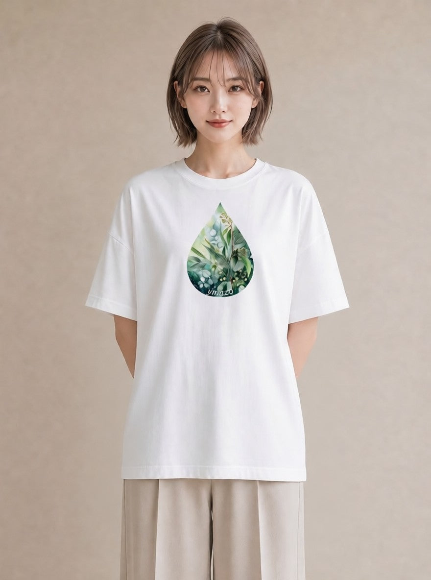 デザインTシャツ レディース ユーカリ 植物 ボタニカル イラスト 可愛い 通学 誕生日プレゼント 白T YMAZO