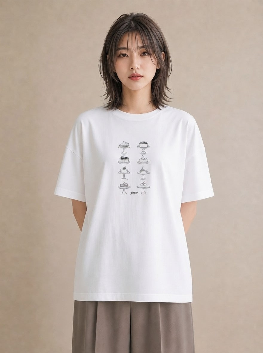 Tシャツ レディース スイーツ お菓子 デザート イラスト 可愛い 夏コーデ 通学 白T YMAZO