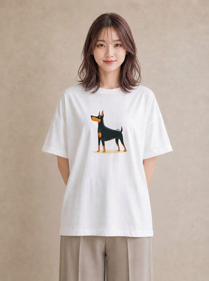グラフィックTシャツ レディース ロングコートチワワ 犬 いぬ イラスト こなれ感 在宅 公園 白T YMAZO