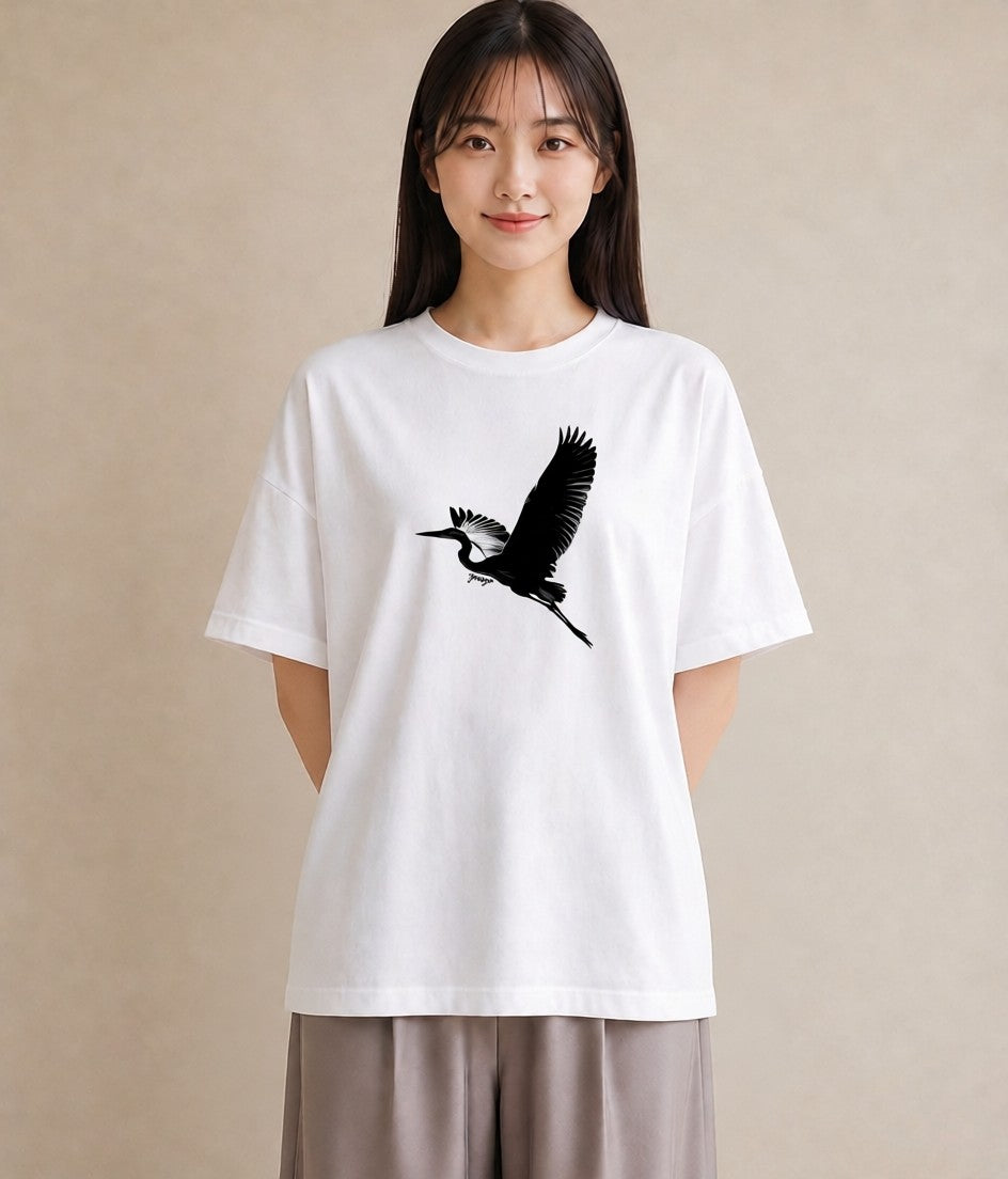 グラフィックTシャツ レディース 折り鶴 折り紙 ナチュラル アンティーク イラスト ラフカジュアル 秋コーデ おしゃれギフト 白T YMAZO