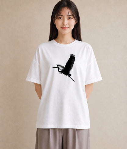 グラフィックTシャツ レディース 折り鶴 折り紙 ナチュラル アンティーク イラスト ラフカジュアル 秋コーデ おしゃれギフト 白T YMAZO