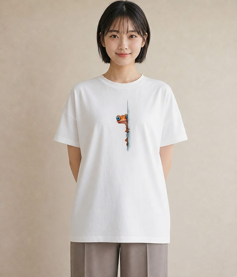 半袖Tシャツ レディース カエル ペット 動物 イラスト 水彩風 友達ギフト 部屋着 白T YMAZO