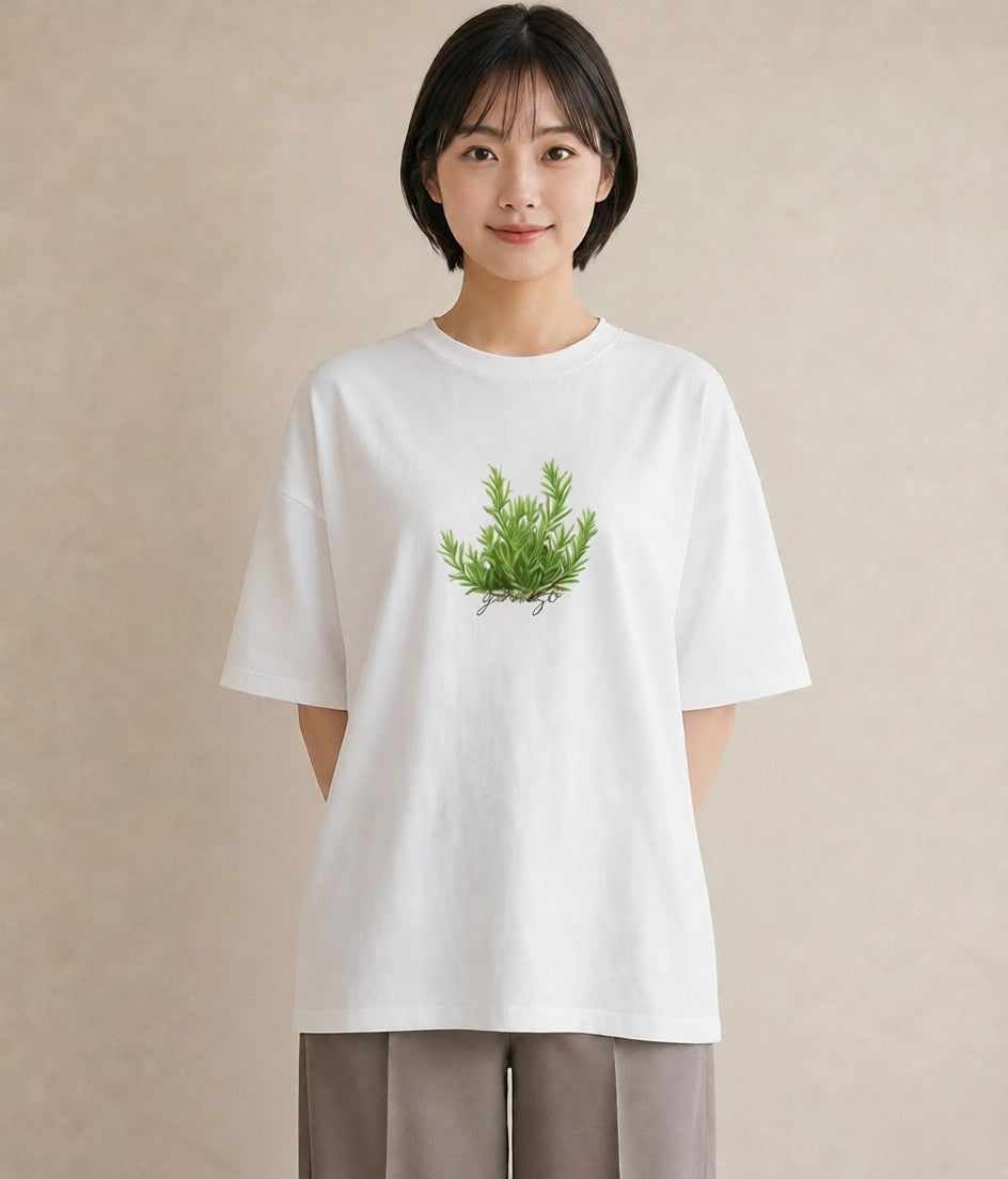 プリントTシャツ レディース ハーブ 植物 ボタニカル イラスト ゆるかわ ペアコーデ 秋コーデ 白T YMAZO
