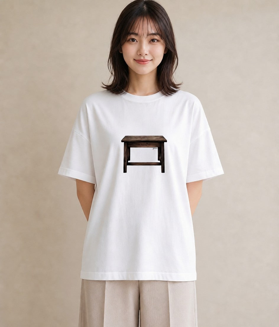 プリントTシャツ レディース 雨上がりのベンチ ベンチ ナチュラル アンティーク イラスト ゆるかわ 春コーデ 姉妹 白T YMAZO