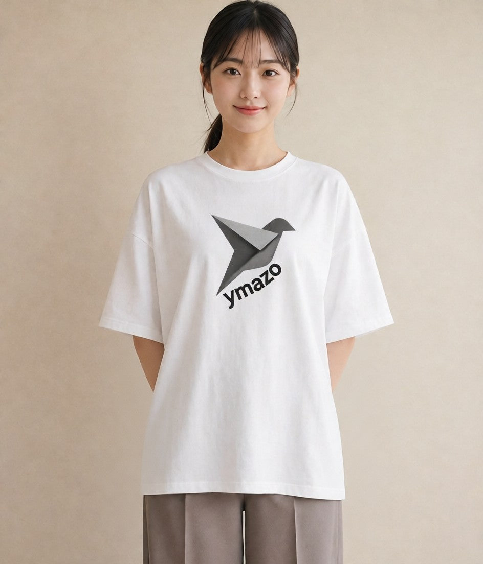 Tシャツ レディース 折り鶴 折り紙 ナチュラル アンティーク イラスト アート風 女性向けギフト 散歩 白T YMAZO